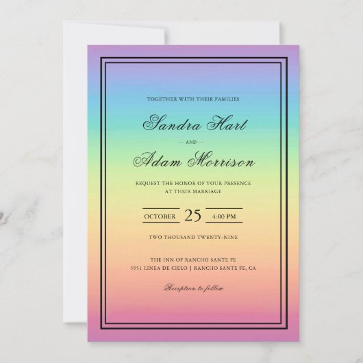 Pastel Ombre Rainbow Colors Wedding Einladung (Vorderseite)