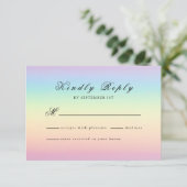 Pastel Ombre Rainbow Colors Wedding RSVP Card (Stehend Vorderseite)