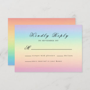 Pastel Ombre Rainbow Colors Wedding RSVP Card