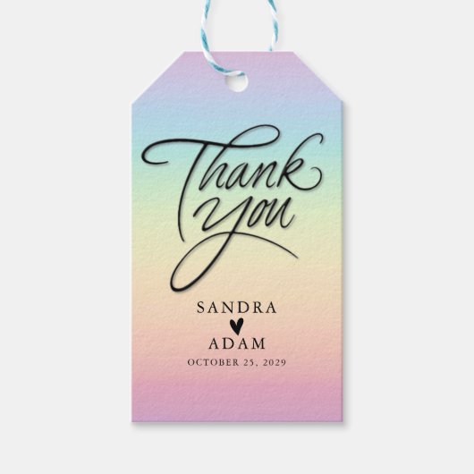 Pastel Ombre Rainbow Colors Wedding Vielen Dank Geschenkanhänger (Vorderseite)
