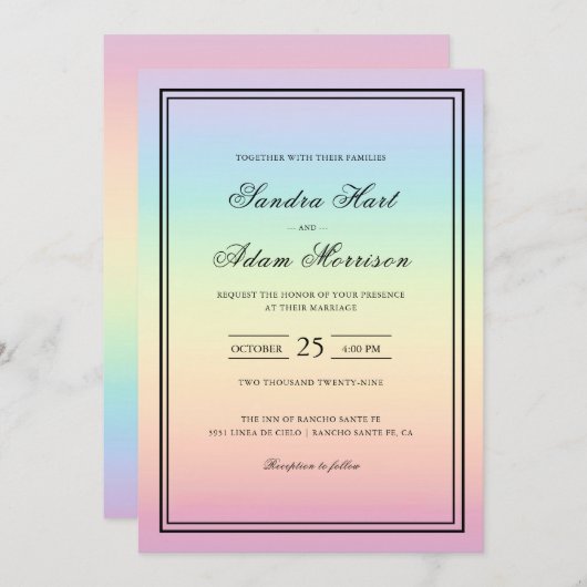 Pastel Ombre Rainbow Colors Weditation Einladung (Vorne/Hinten)