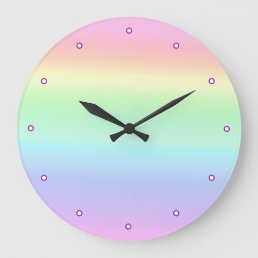 Pastel Ombre Rainbow Große Wanduhr (Vorderseite)