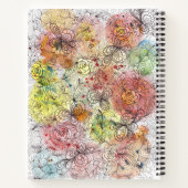 Pastel Ombre Wasserfarbe und farbige Blumendoodles Notizblock (Rückseite)