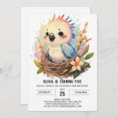 Pastel Online Bird zum Geburtstag Einladung (Vorne/Hinten)