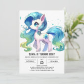 Pastel Online Horse Geburtstag Einladung (Stehend Vorderseite)