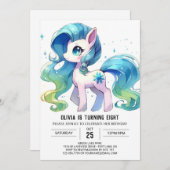 Pastel Online Horse Geburtstag Einladung (Vorne/Hinten)