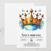 Pastel Online Prince Crown Geburtstag Einladung (Vorne/Hinten)