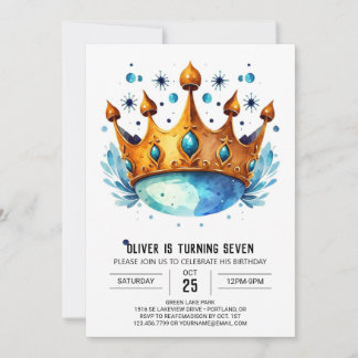 Pastel Online Prince Crown Geburtstag Einladung