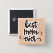 Pastel Orange Best Mama je Script Hearts Button (Vorne & Hinten)