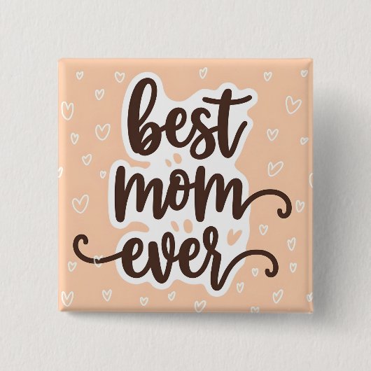Pastel Orange Best Mama je Script Hearts Button (Vorderseite)