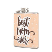 Pastel Orange Best Mama je Script Hearts Flachmann (Links)