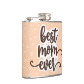 Pastel Orange Best Mama je Script Hearts Flachmann (Rechts)