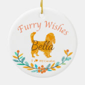 Pastel Orange Cavalier King Charles Spaniel Keramik Ornament (Hinten)