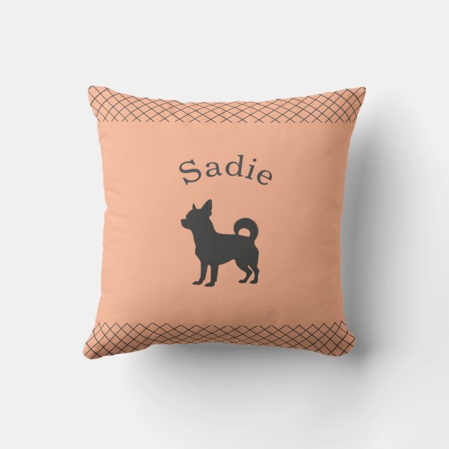 Pastel Orange Chihuahua | Personalized Matching Kissen (Rückseite)
