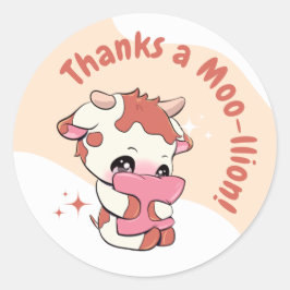 Pastel Orange Cow White Cloud Vielen Dank Runder Aufkleber