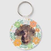 Pastel Orange Dachshund Custom Name & Photo Schlüsselanhänger (Rückseite)