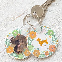 Pastel Orange Dachshund Custom Name & Photo Schlüsselanhänger