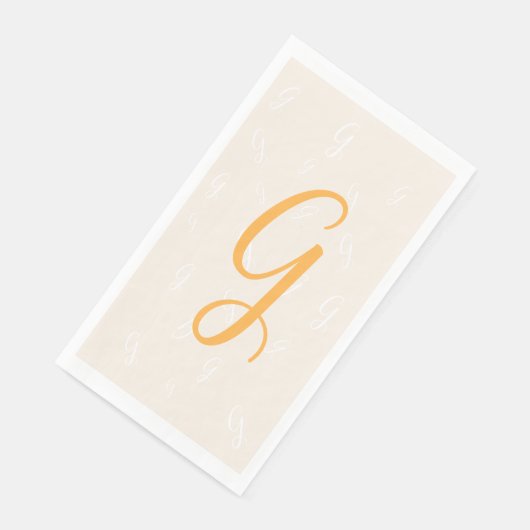 Pastel Orange Elegant Duplikat Monogramm | Wäsche Serviette (Ecke)