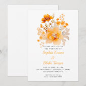Pastel Orange Floral Bouquet Fall Orange Wedding Einladung (Vorne/Hinten)