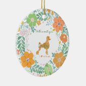 Pastel Orange Floral Poodle Custom Photo Memorial Keramik Ornament (Rechts)