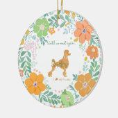 Pastel Orange Floral Poodle Custom Photo Memorial Keramik Ornament (Links)