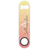 Pastel Orange Gold Glitzer & Sparkle Monogram Speed Flaschenöffner (Rückseite)