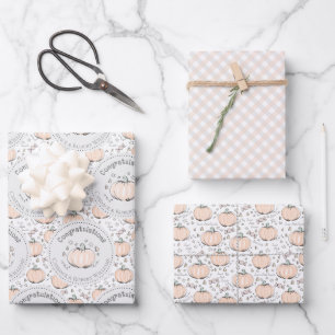 Pastel Orange & Grau Mama zu sein Glückwunsch Geschenkpapier Set