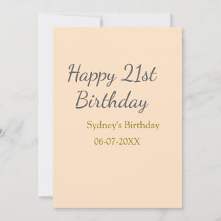 Pastel orange gray happy 21st birthday name date einladung