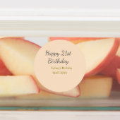 Pastel orange gray happy 21st birthday name date etiketten (Befestigt)