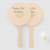 Pastel orange gray happy 21st birthday name date fächer (Vorne und Hinten)
