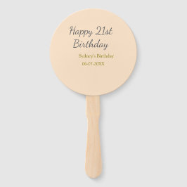 Pastel orange gray happy 21st birthday name date fächer