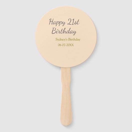 Pastel orange gray happy 21st birthday name date fächer (Vorderseite)