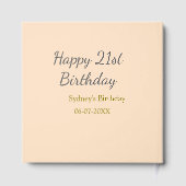 Pastel orange gray happy 21st birthday name date gästebuch (Rückseite)