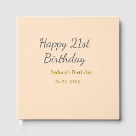 Pastel orange gray happy 21st birthday name date gästebuch