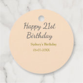 Pastel orange gray happy 21st birthday name date geschenkanhänger (Rückseite)