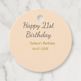 Pastel orange gray happy 21st birthday name date geschenkanhänger