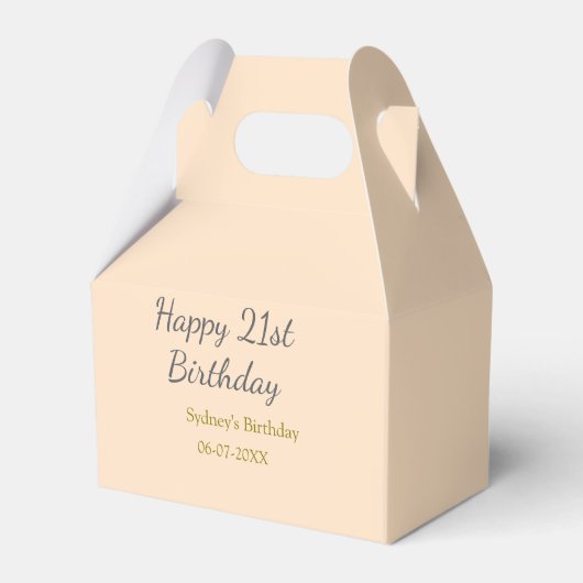 Pastel orange gray happy 21st birthday name date geschenkschachtel (Vorderseite)