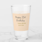 Pastel orange gray happy 21st birthday name date glas (Rückseite)