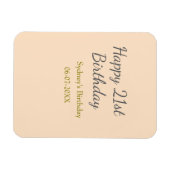 Pastel orange gray happy 21st birthday name date magnet (Horizontal)