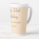 Pastel orange gray happy 21st birthday name date milchtasse (Rechte Ecke)
