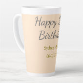 Pastel orange gray happy 21st birthday name date milchtasse (Linke Ecke)