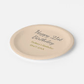 Pastel orange gray happy 21st birthday name date pappteller (Schrägansicht)