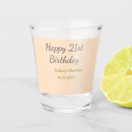 Pastel orange gray happy 21st birthday name date schnapsglas