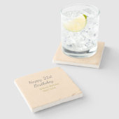 Pastel orange gray happy 21st birthday name date steinuntersetzer (Seitenansicht)