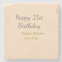 Pastel orange gray happy 21st birthday name date steinuntersetzer