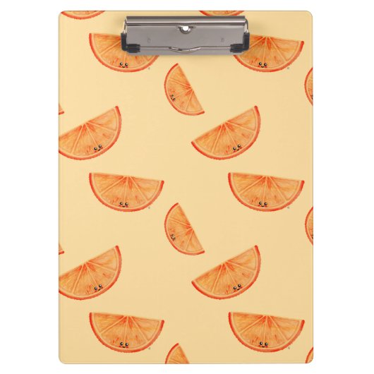 Pastel Orange Kawaii Orange Klemmbrett (Vorderseite)