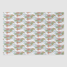 Pastel Orange Koi Fisch Rosa Blume Frühlingspark W