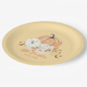 Pastel Orange Little Pumpkin Baby Shower Pappteller (Schrägansicht)