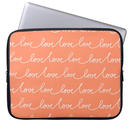 PASTEL ORANGE MIT SCRIPT FÜR WEISSE LIEBE LAPTOPSCHUTZHÜLLE (Vorderseite)
