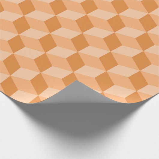 PASTEL ORANGE PEACH GEOMETRIC CUBE PATTERS GESCHENKPAPIER (Ecke)